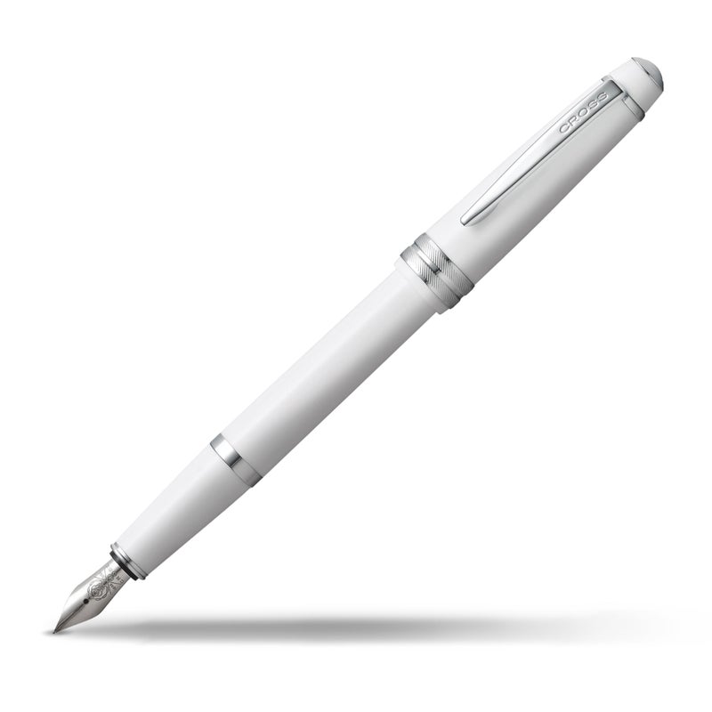 Cross Bailey Light Refillable Fountain Presented in a Everyday Gift Box - Medium Point, Black Ink, Polished White - Image 1